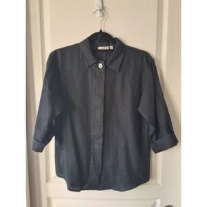 Marc Ware Women Small Linen Hidden Button Up Shirt Lightweight Sustainable Eco